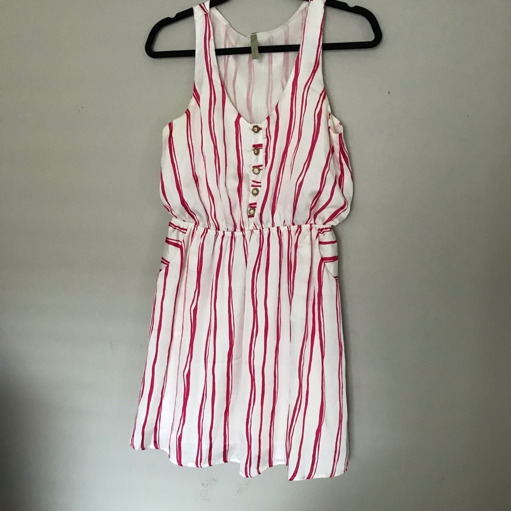 Red & white striped tank dress